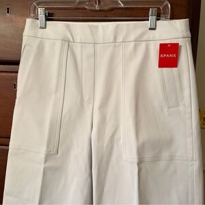 SPANX White High-Waisted Cropped Flare Pants Sz Large NWT